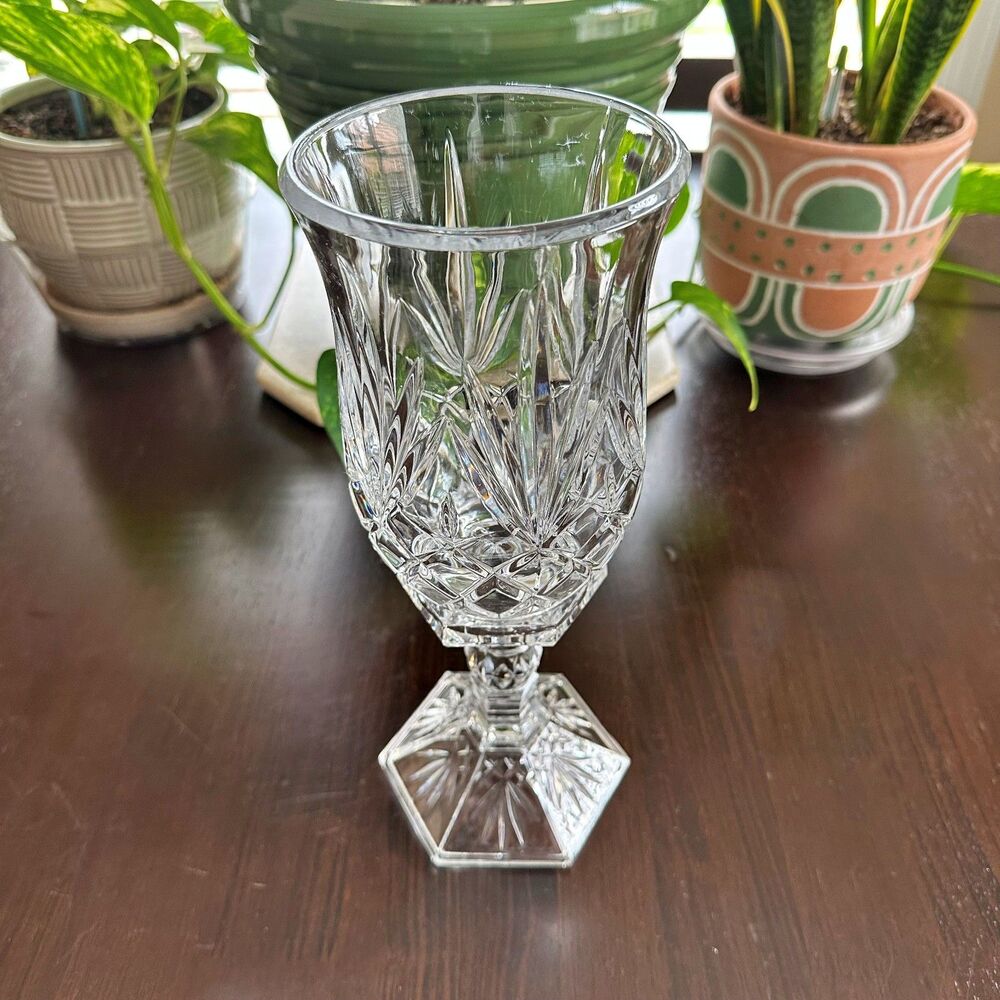 Vintage Lexington Shannon Clear Crystal 2-Piece Candle Holder Hurricane Lamp